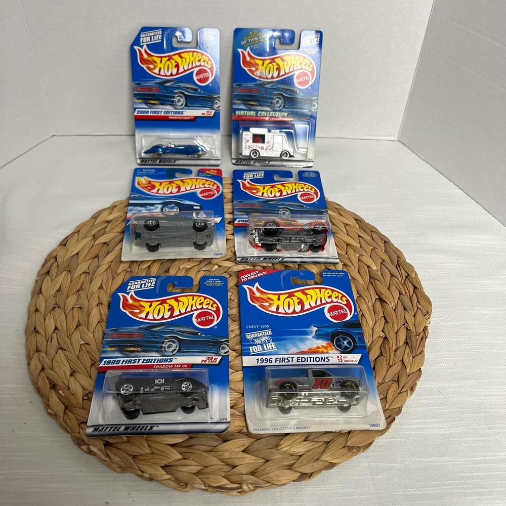 Hot Wheels Vintage Lot 6 Cars 1995-2000 First Editions Chevy 1500 Dodge Ram 1500